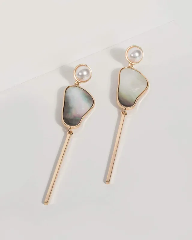 Pearl Opal Bar Drop Earrings sold by Collete Hayman
