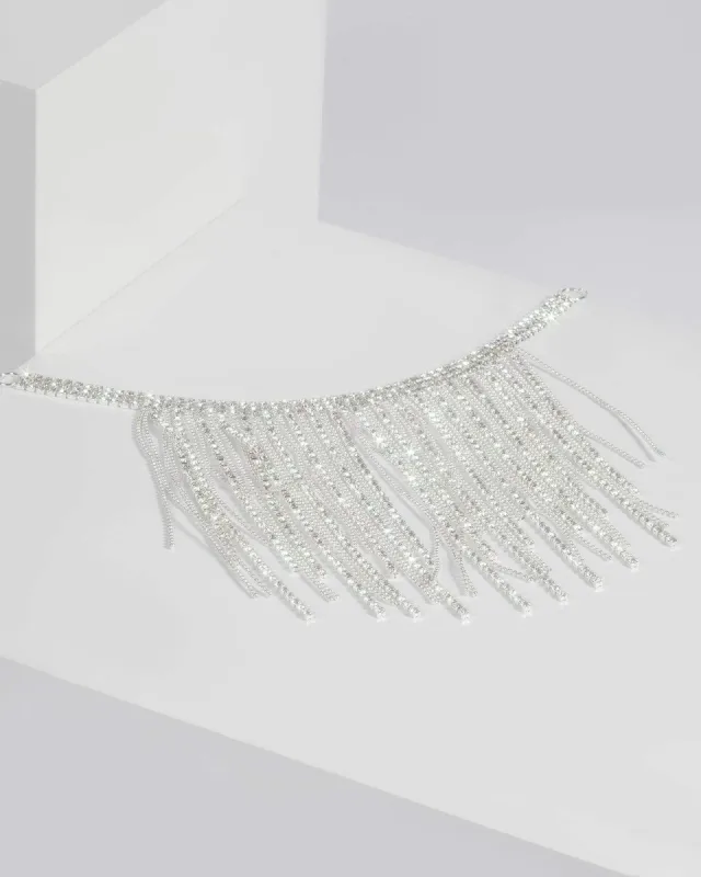 Silver Diamante Tassel Choker sold by Collete Hayman