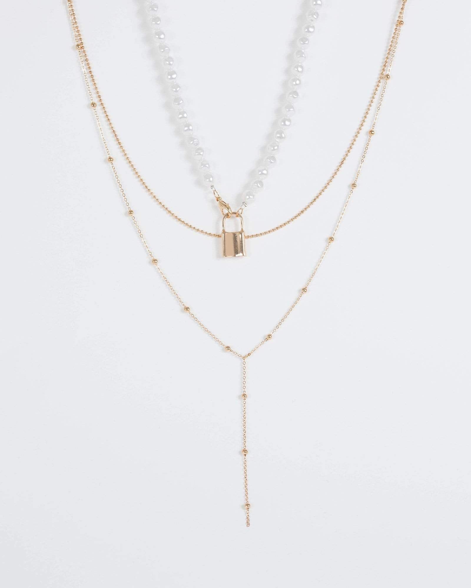Gold Pearl Padlock Long Necklace sold by Collete Hayman product image thumbnail 3