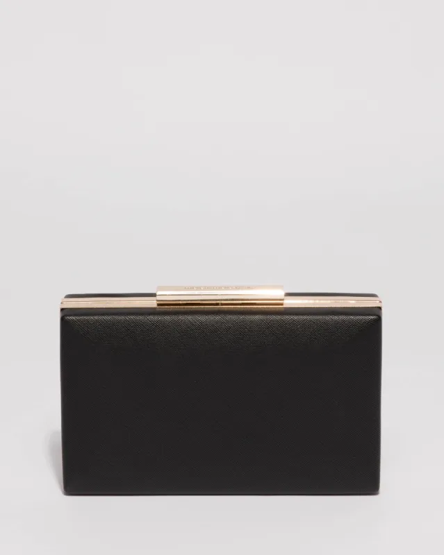 Black Saffiano Jaimi Clutch Bag With Gold Hardware sold by Collete Hayman