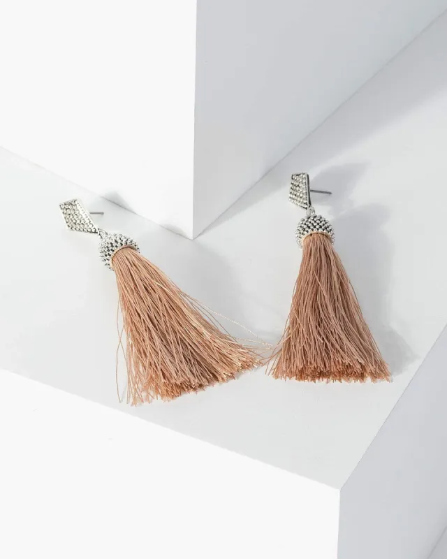 Silver Textured Metal Tassel Earrings sold by Collete Hayman