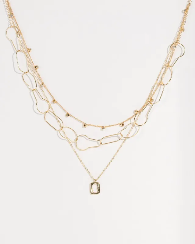 Gold Fine Chain Organic Shape Necklace sold by Collete Hayman