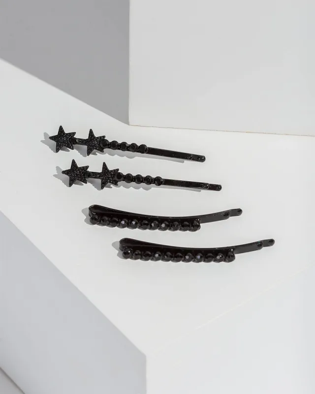 Black Star Detail Hair Slides Pack sold by Collete Hayman