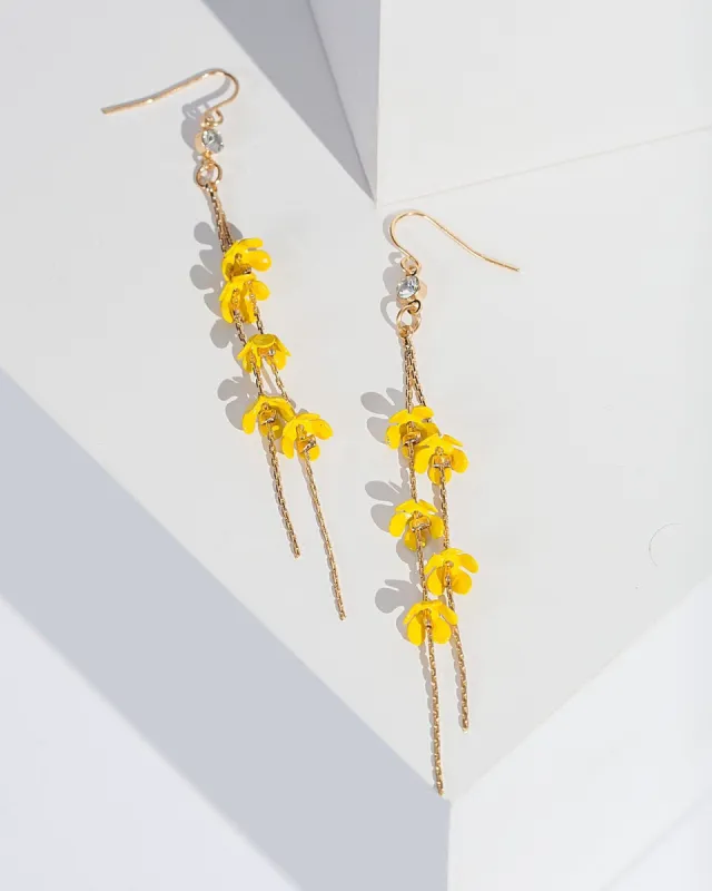 Yellow Multi Flowers Drop Earrings sold by Collete Hayman