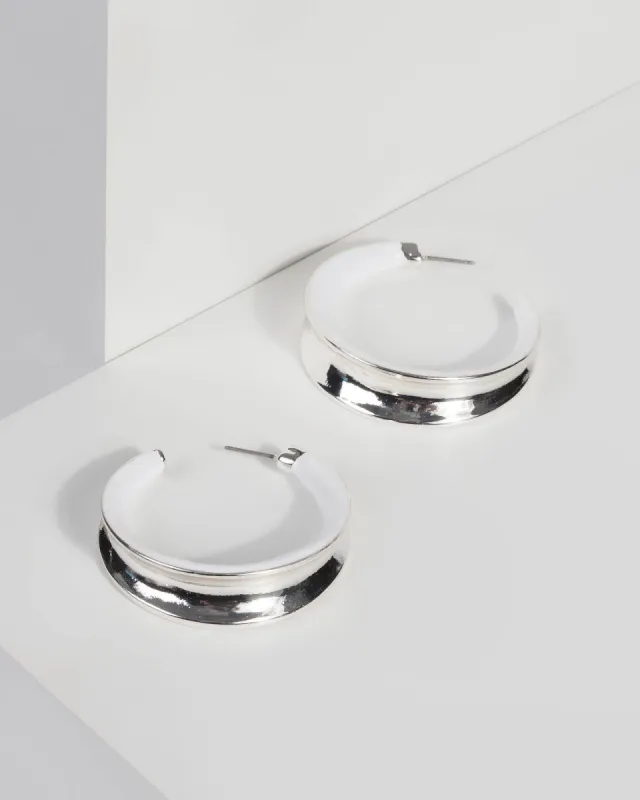 Silver Two Tone Hoop Earrings sold by Collete Hayman