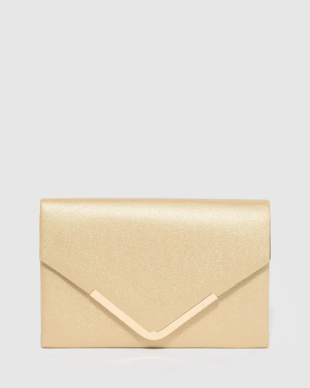 Gold Lila II Envelope Clutch Bag sold by Collete Hayman
