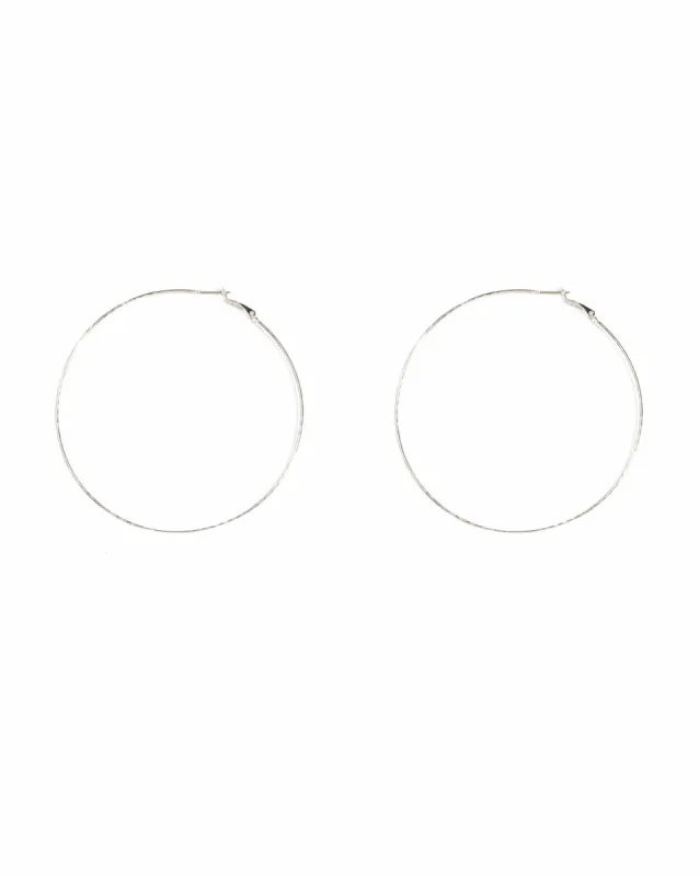 Silver Tone Fine Hammered Hoop Earrings sold by Collete Hayman