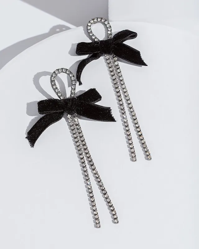 Black And Crystal Bow Detail Earrings sold by Collete Hayman