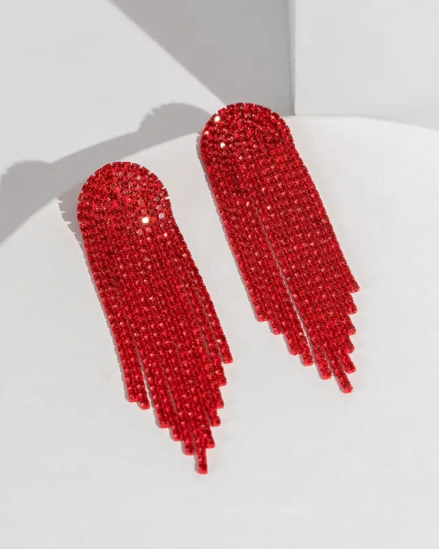 Red Crystals Chain Earrings sold by Collete Hayman