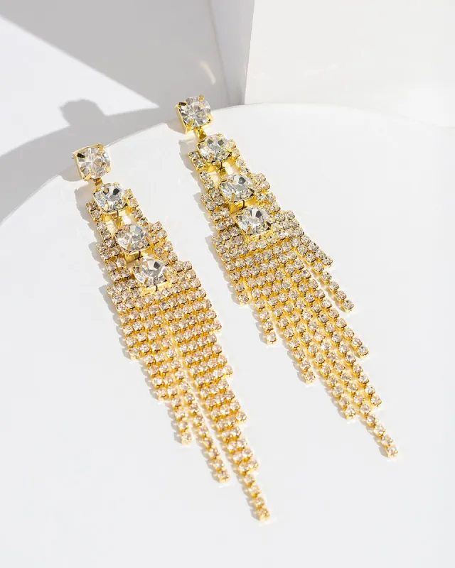 Gold Large Crystal Detailed Earrings sold by Collete Hayman