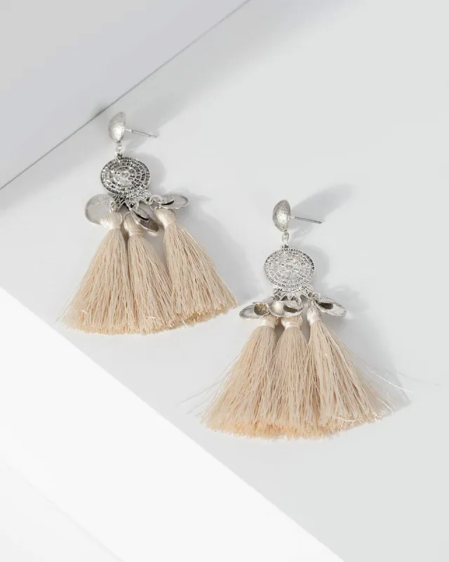 Silver Coin Disc Tassel Earrings sold by Collete Hayman