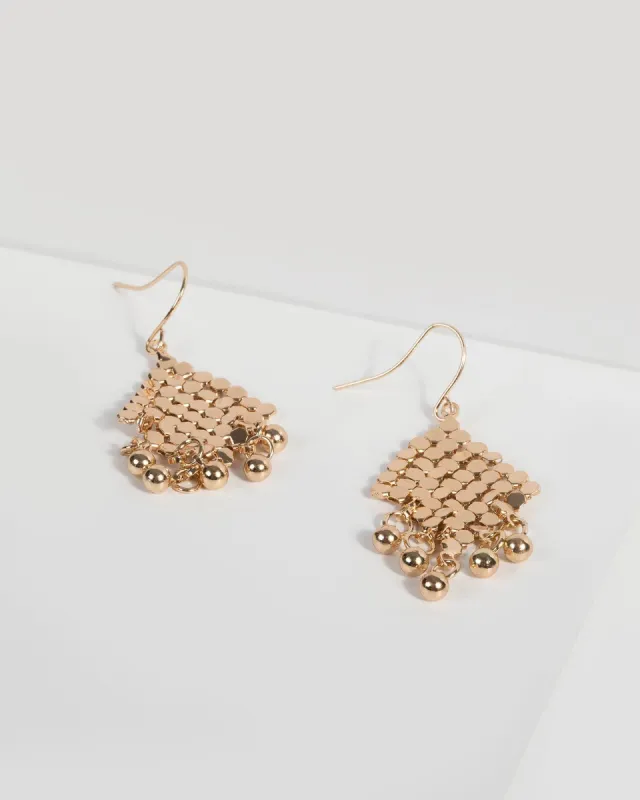 Gold Metal Ball Tassel Drop Earrings sold by Collete Hayman