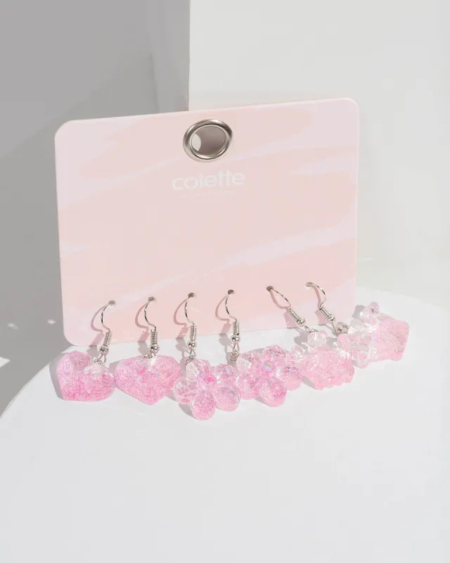Pink Heart And Crown Drop Earring Pack sold by Collete Hayman