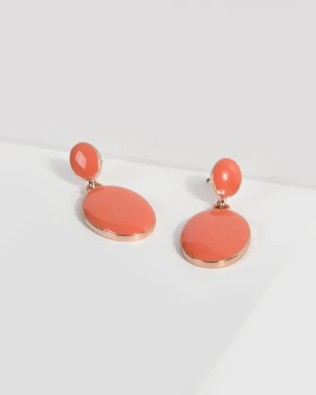 Peach Double Oval Drop Earrings sold by Collete Hayman