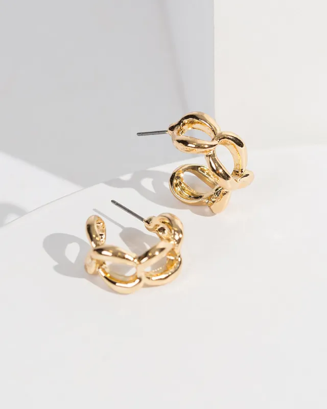 Gold Chain Huggie Hoop Earrings sold by Collete Hayman