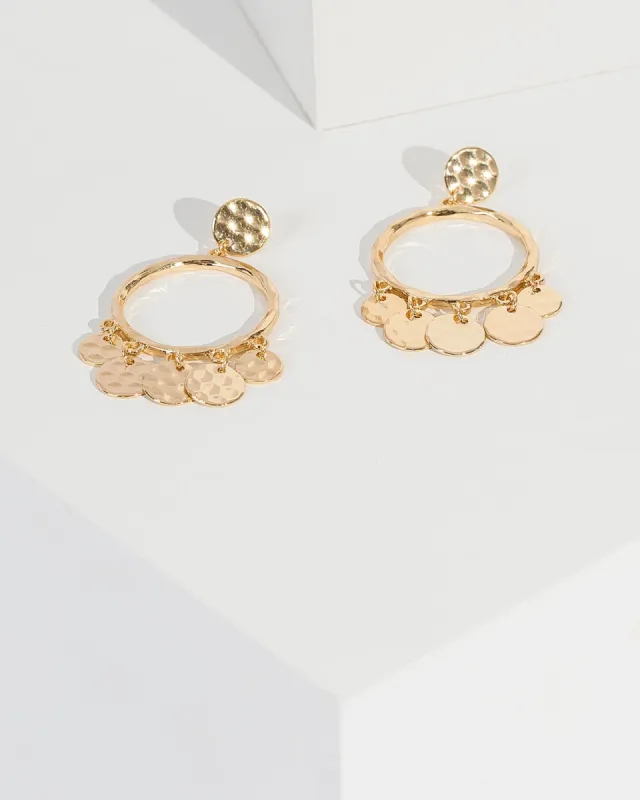 Gold Disc Pendant Drop Earrings sold by Collete Hayman