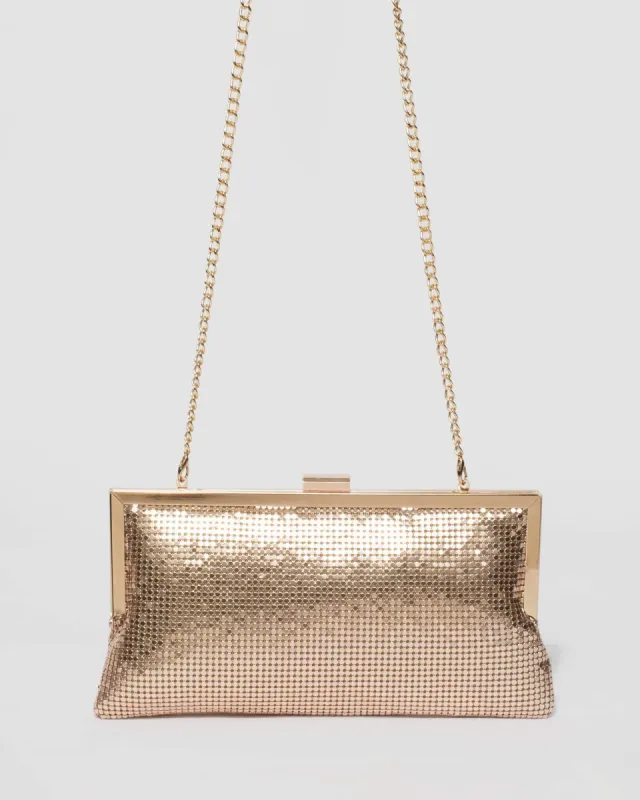 Gold Arya Mesh Clutch Bag sold by Collete Hayman