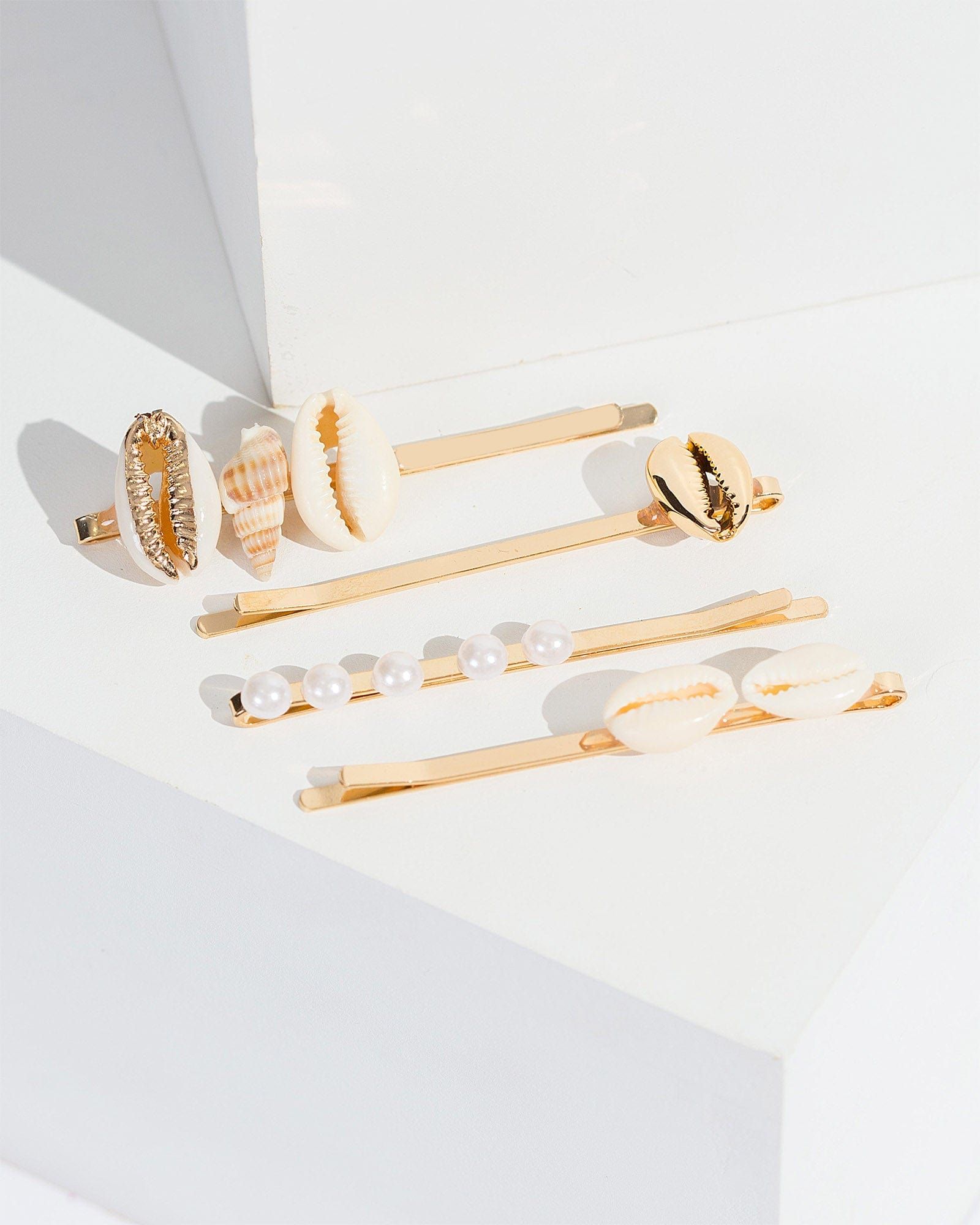 Multi Colour 4 Pack Shell Charm And Pearl Hair Slides sold by Collete Hayman