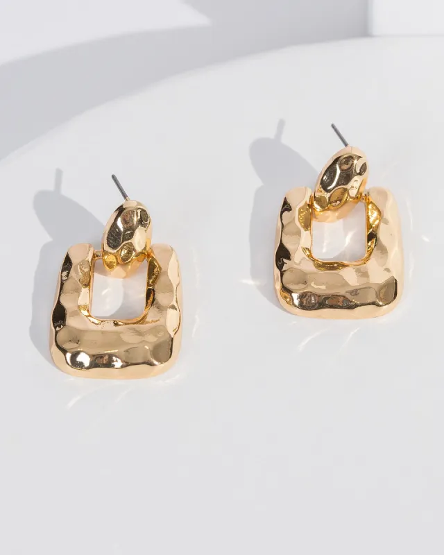 Gold Hammered Mini Door Knocker Earrings sold by Collete Hayman