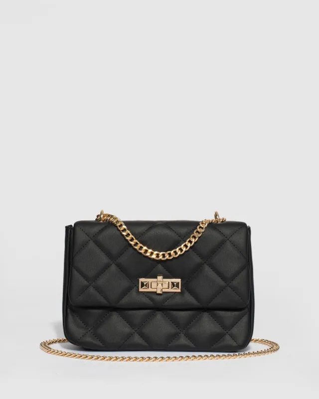 Black Amillia Stud Lock Crossbody Bag sold by Collete Hayman