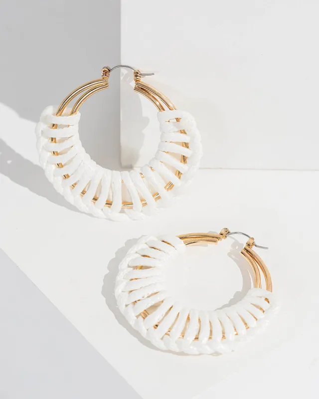White Wrap Around Detail Hoop Earrings sold by Collete Hayman