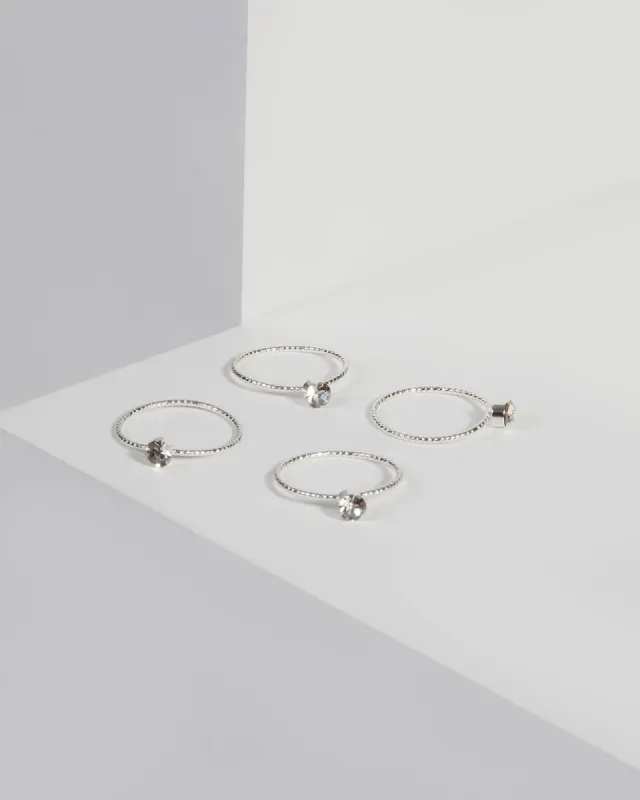 Silver Thin Crystal Ring Set sold by Collete Hayman