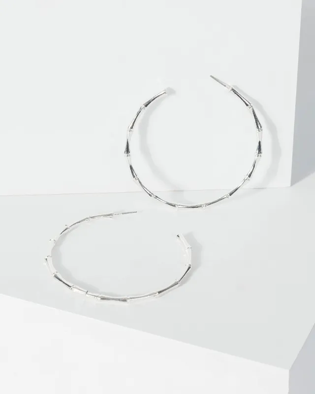 Silver Bamboo Style Hoop Earrings sold by Collete Hayman