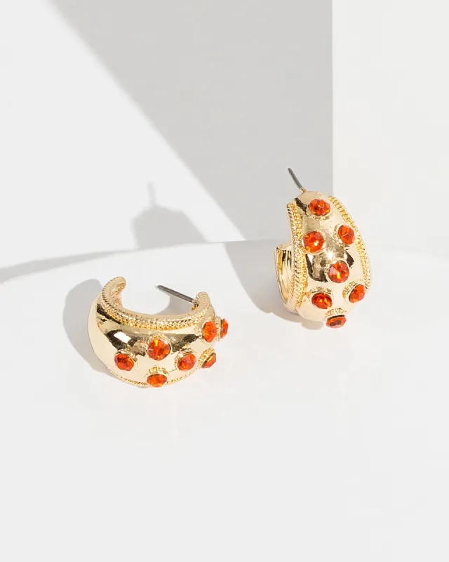 Orange Crystal Studded Earrings sold by Collete Hayman