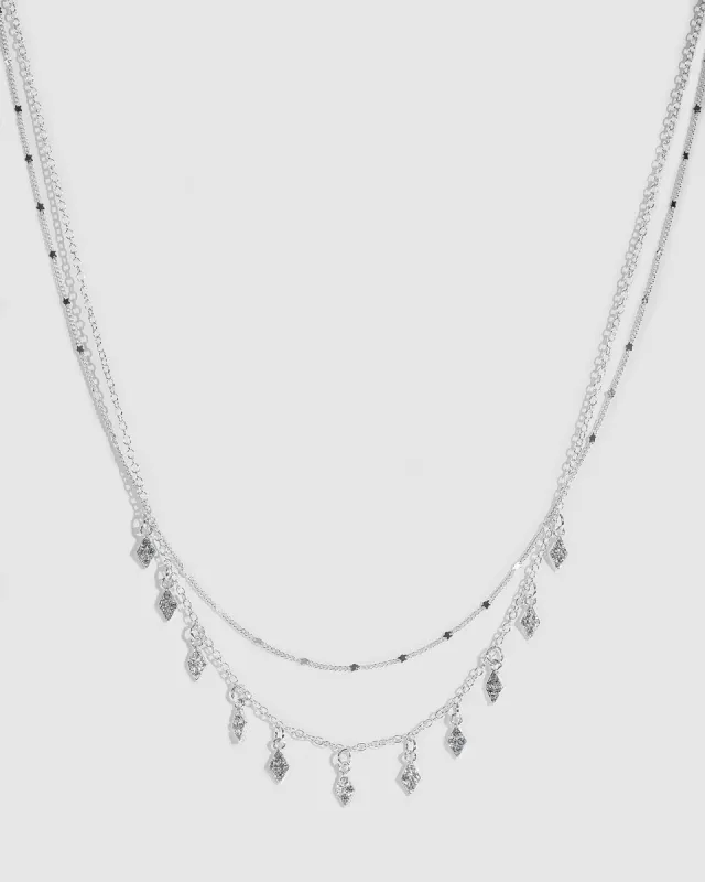 Silver Two Row Crystal Pendant Necklace sold by Collete Hayman
