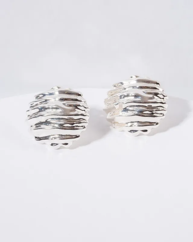 Silver Chunky Textured Stud Earrings sold by Collete Hayman