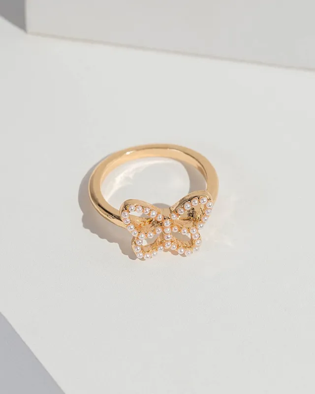 Gold Pearl Butterfly Ring sold by Collete Hayman