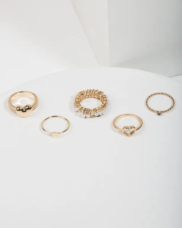 Gold Multi Pack Fine Love Heart Rings sold by Collete Hayman
