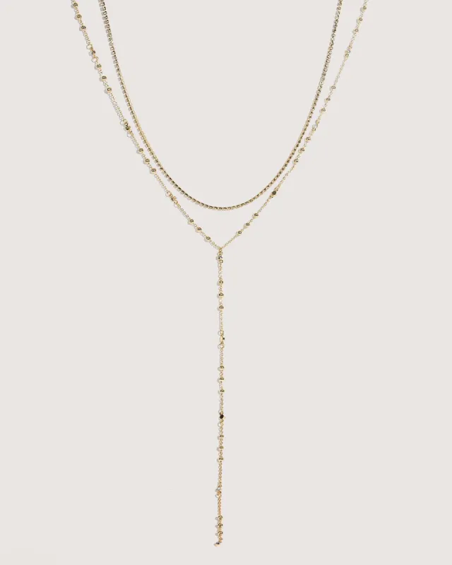 Gold Ball Beaded Lariat Necklace sold by Collete Hayman