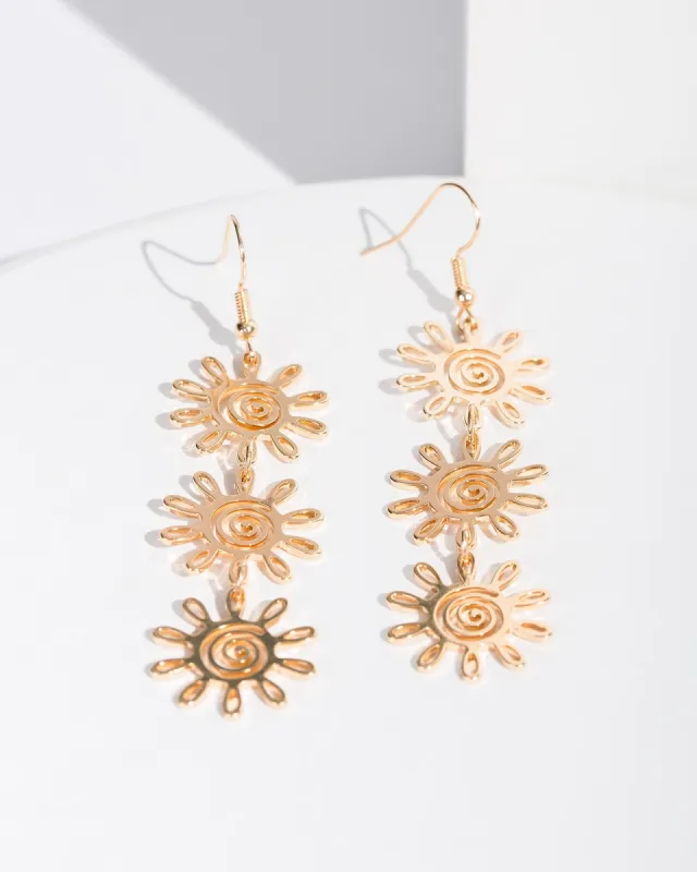 Gold Triple Sun Drop Earrings sold by Collete Hayman