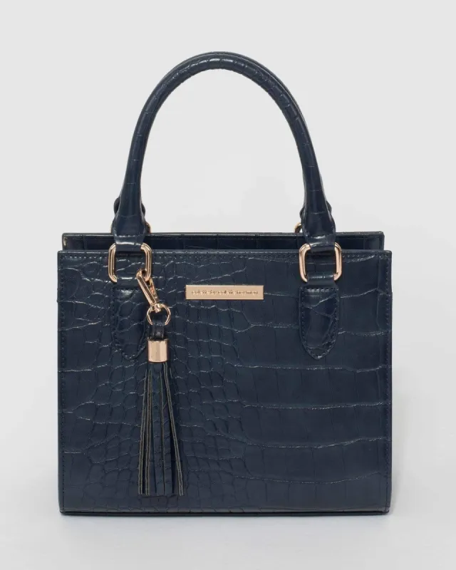 Navy Blue Sia Tassel Mini Bag sold by Collete Hayman