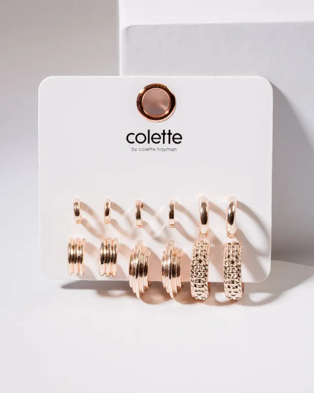 Rose Gold Chunky Hoop Multi Pack Earrings sold by Collete Hayman