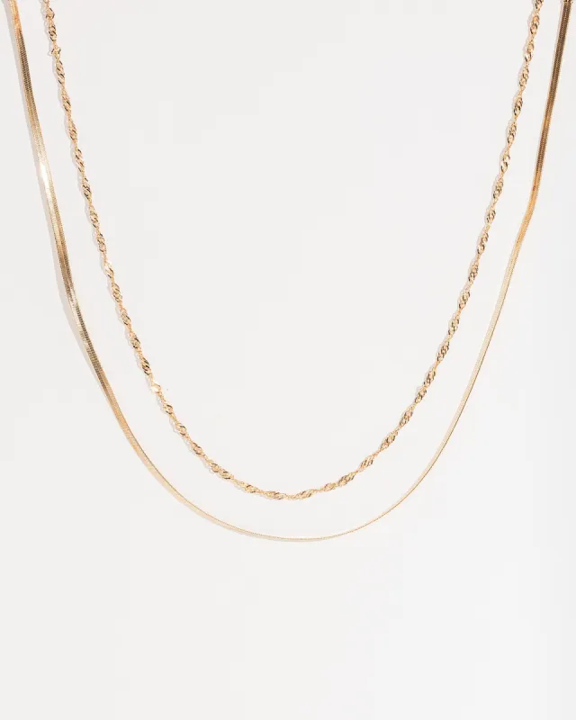 Gold Multi Pack Textured Chain Necklace sold by Collete Hayman
