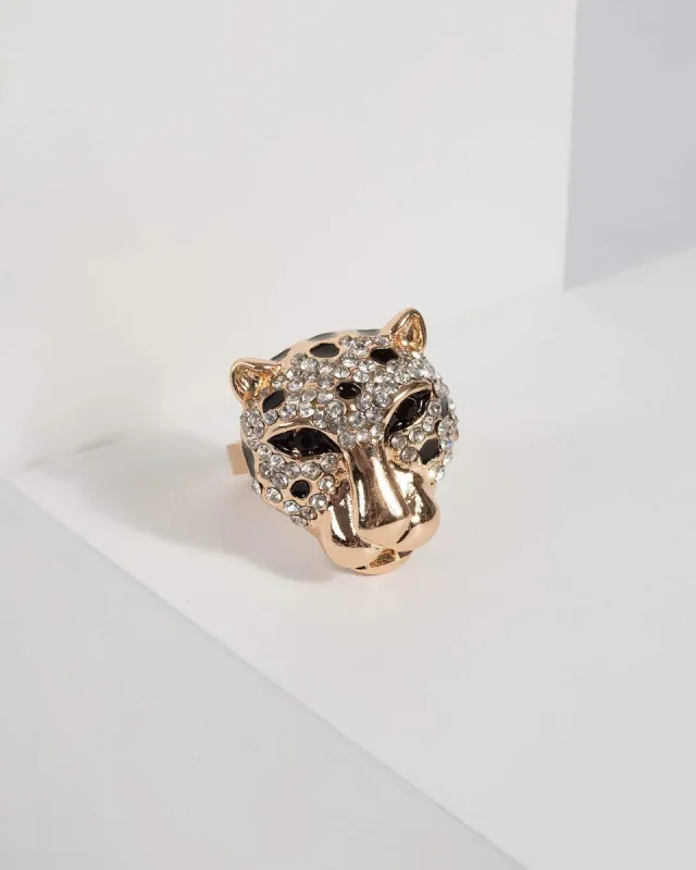 Gold Crystal Leopard Ring sold by Collete Hayman
