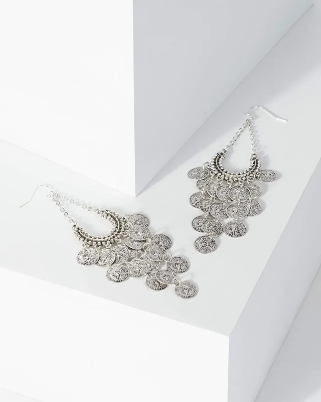 Silver Teardrop Multi Coin Earrings sold by Collete Hayman