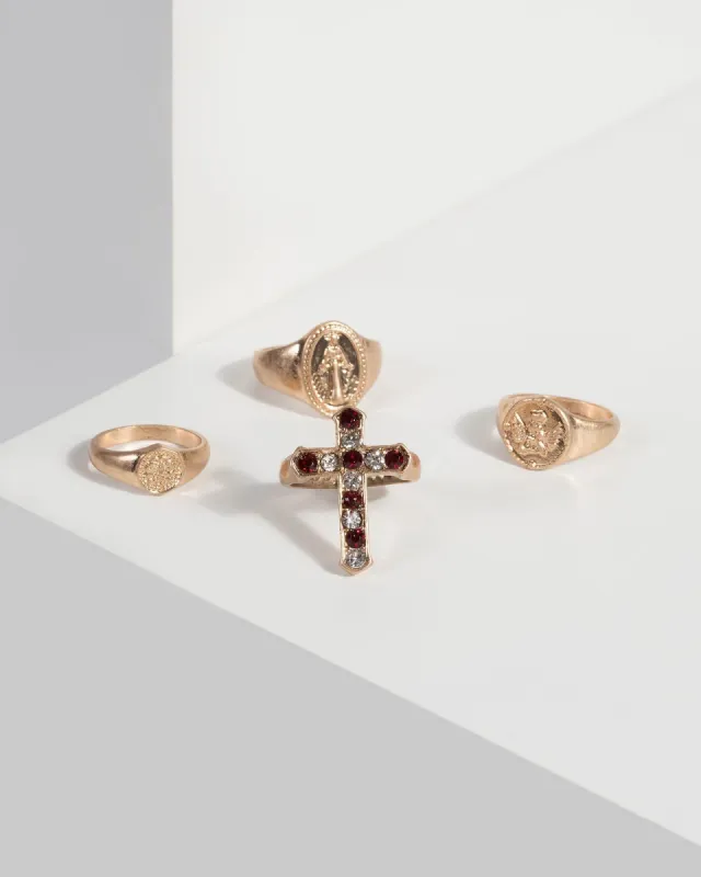 Gold Crystal Cross Multi Ring sold by Collete Hayman