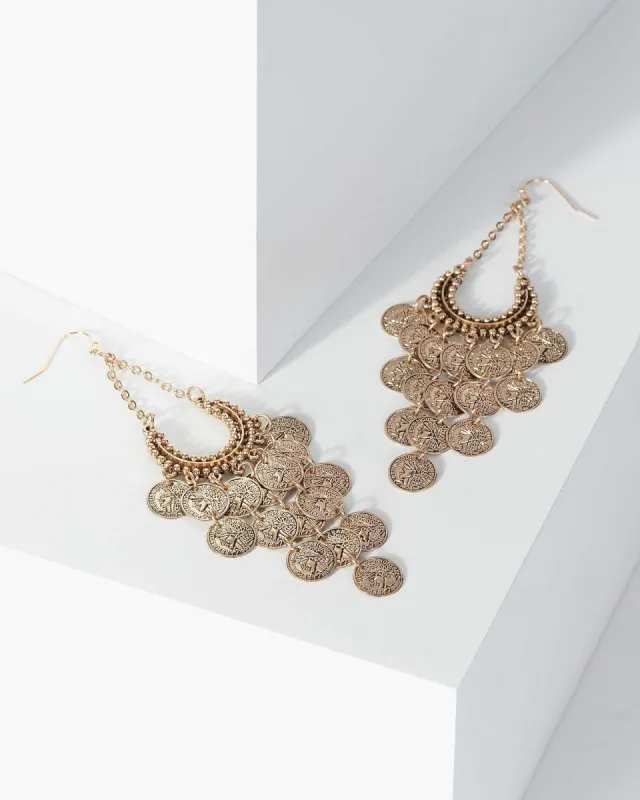 Gold Teardrop Multi Coin Earrings sold by Collete Hayman