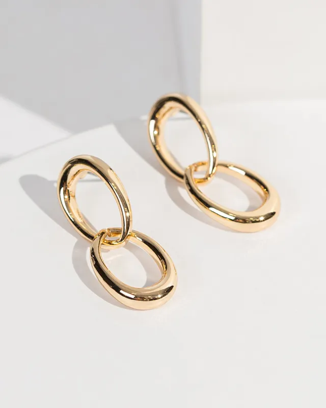 Gold Double Oval Chain Drop Earrings sold by Collete Hayman
