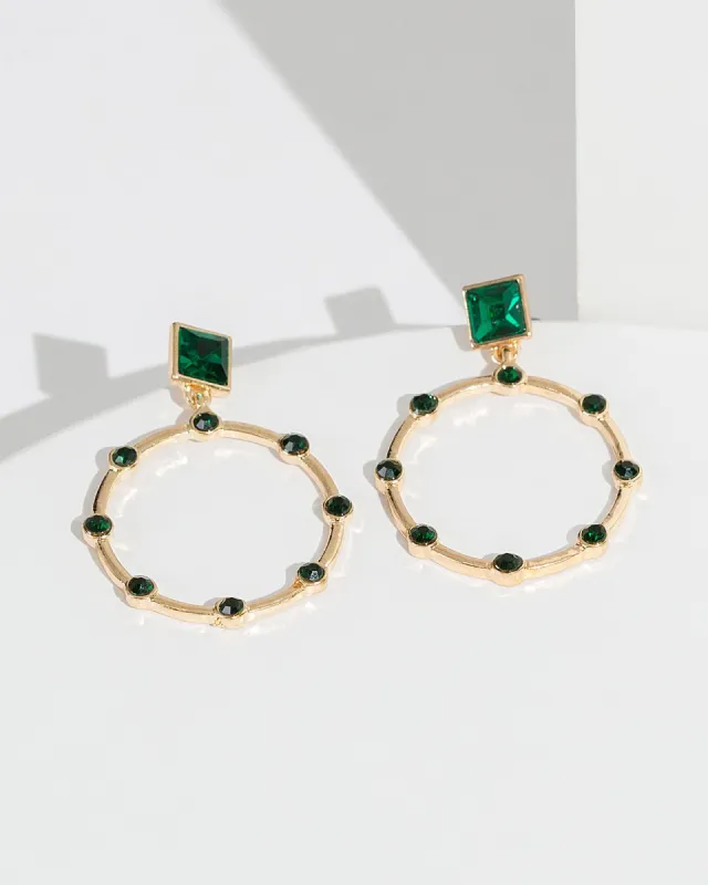 Green Crystal Halo Earrings sold by Collete Hayman