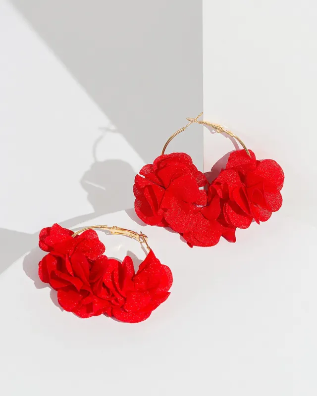 Red Petal Hoop Earrings sold by Collete Hayman