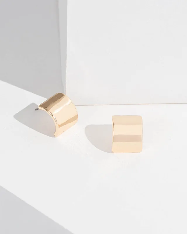 Gold Semi Curve Wide Drop Earrings sold by Collete Hayman