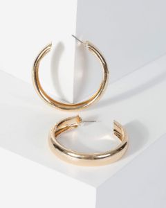 Gold Simple Medium Hoop Earrings sold by Collete Hayman