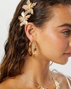Gold Simple Medium Hoop Earrings sold by Collete Hayman