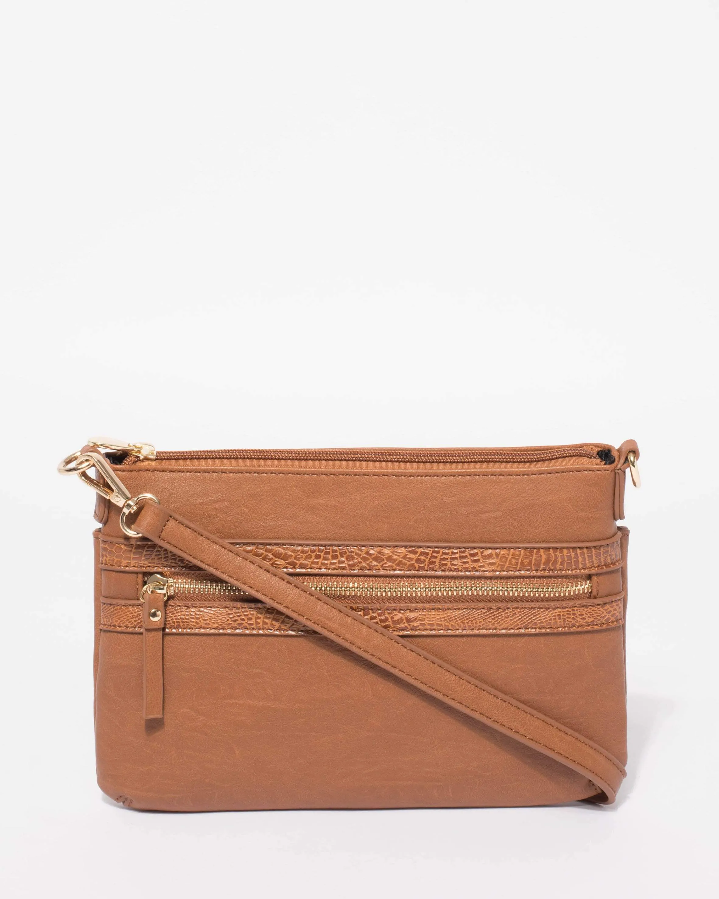 Tan Large Zip Pocket Crossbody Bag sold by Collete Hayman