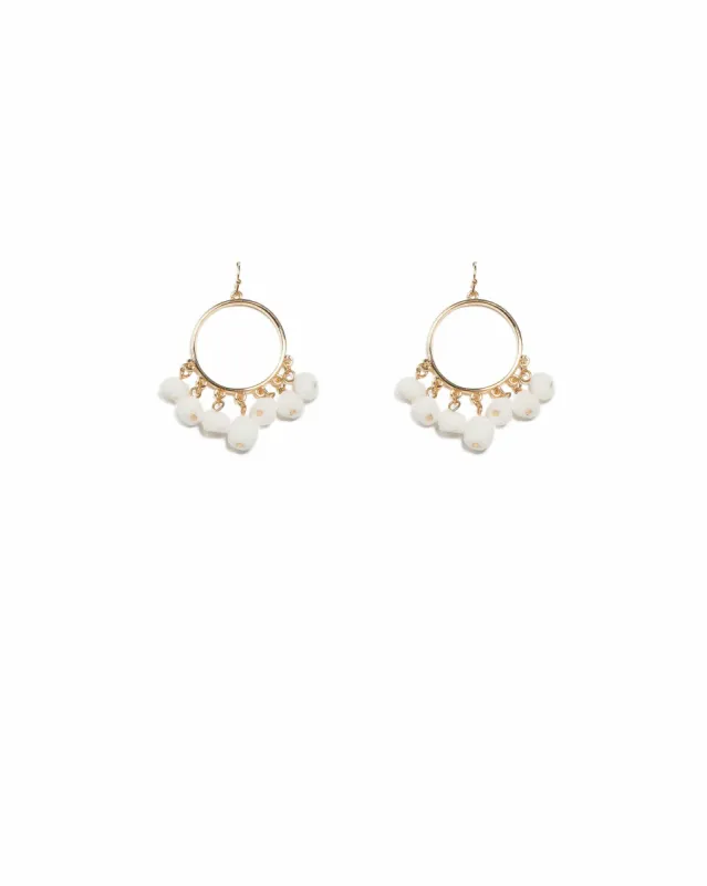 White Gold Tone Pom Pom Circle Drop Earrings sold by Collete Hayman