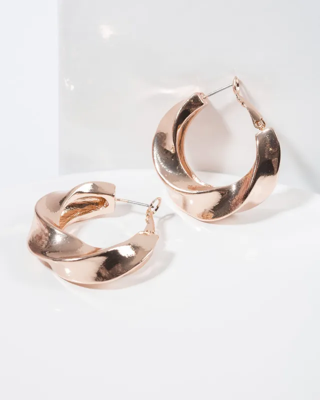 Rose Gold Chunky Twisty Hoop Earrings sold by Collete Hayman